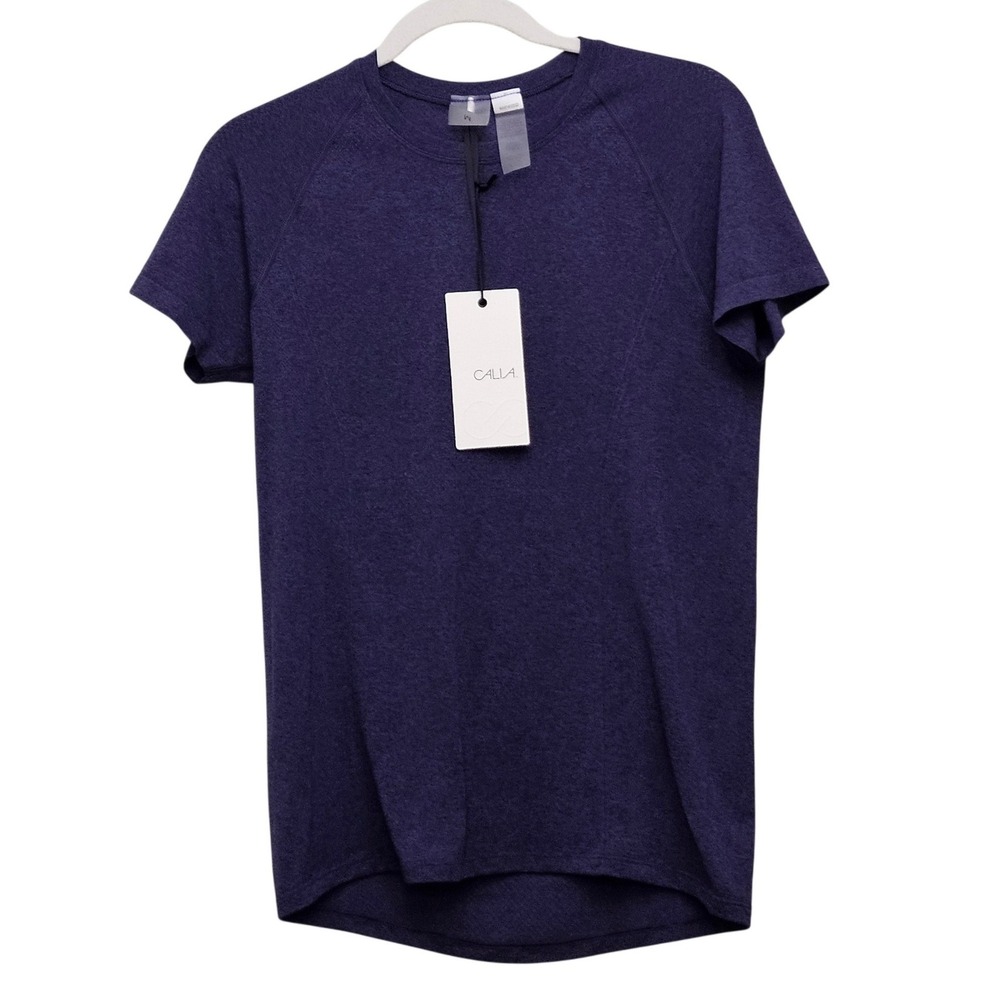 CALIA Focus Seamless Tee Womens M Purple Spacedye Quick Dry Activewear Workout